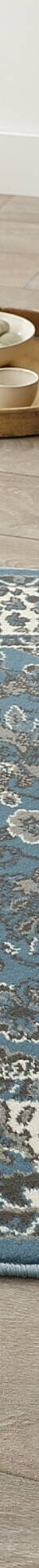 Tapis rond motifs perse (bleu grisé) Tapis rond motifs perse (bleu grisé)